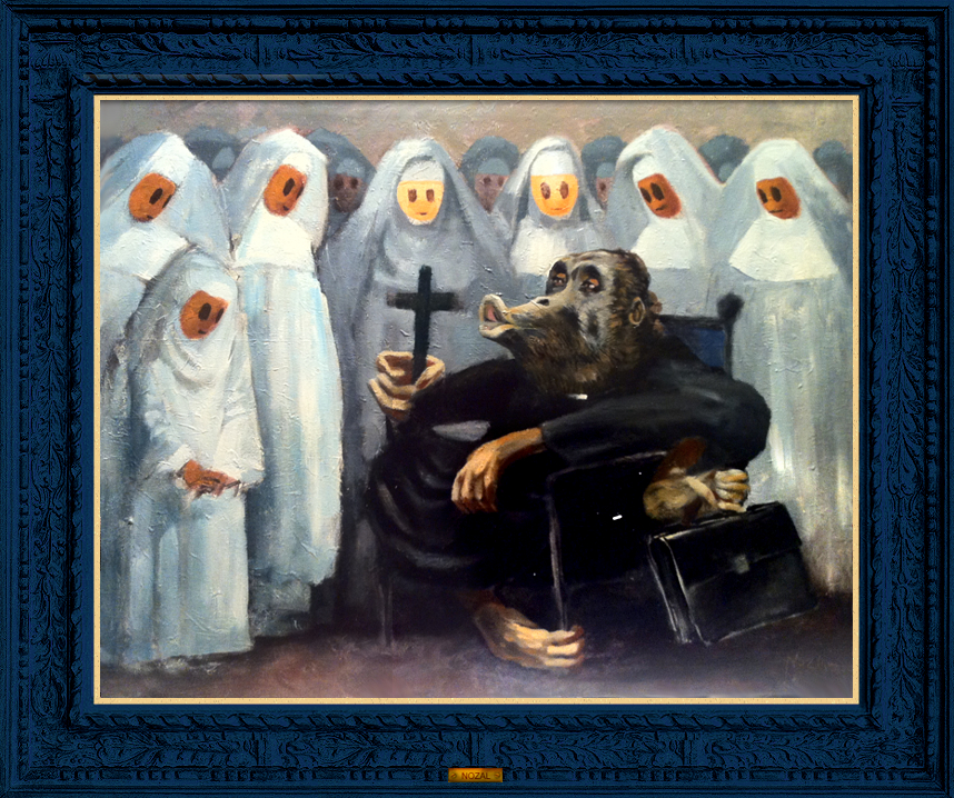 trece monjas y un economo, 2007, oleo lienzo, Abb Nozal