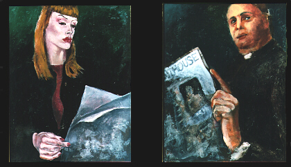 b061 y b062 Mujer leyendo economías y Cura leyendo Penhouse. NOZAL-1992 